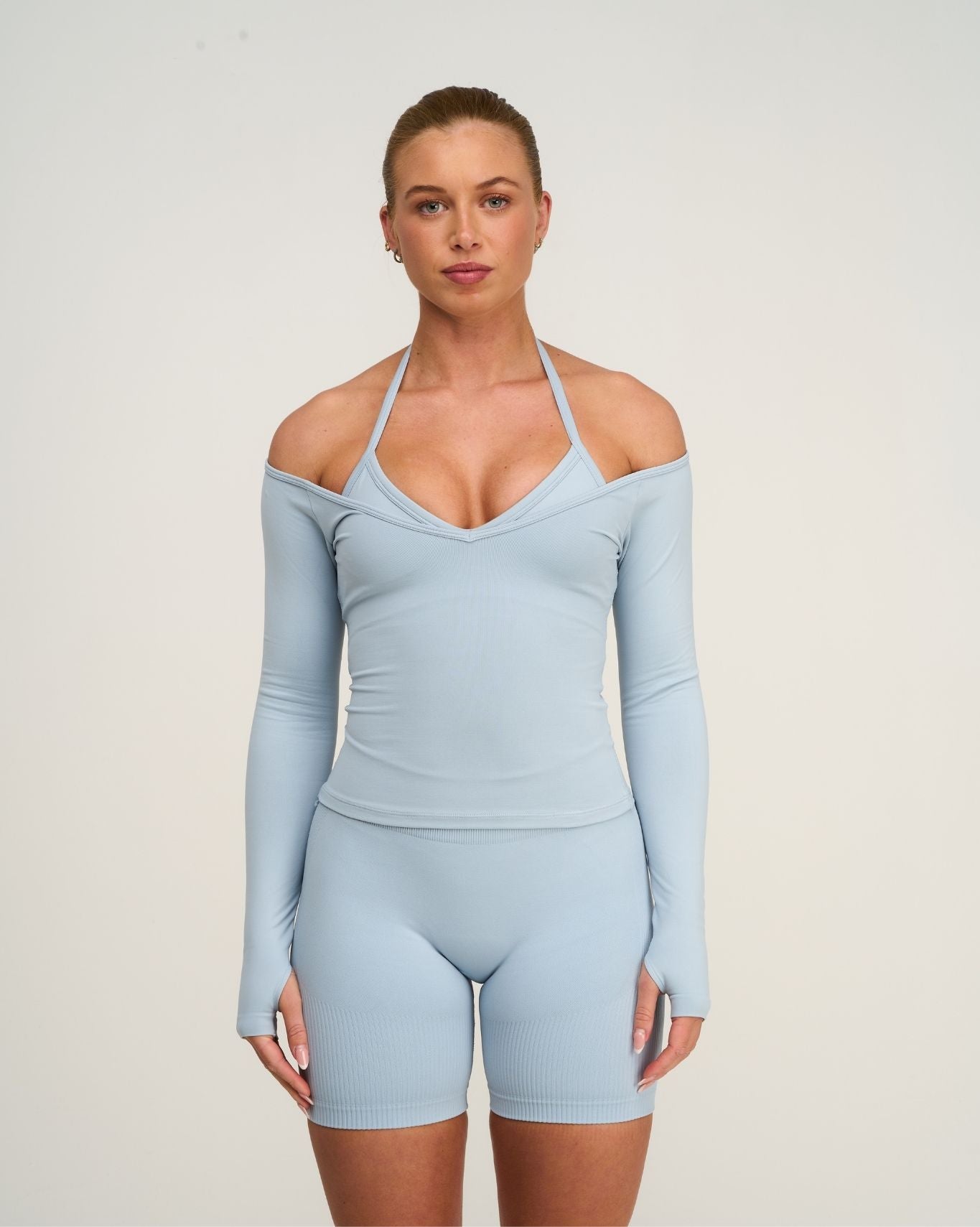 Elevate™ Sculpting Seamless V-Neck Top | Blue Haze